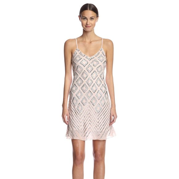 Basix Black Label spaghetti strap beaded Diamond Cocktail Dress - Size 4 - Picture 1 of 9